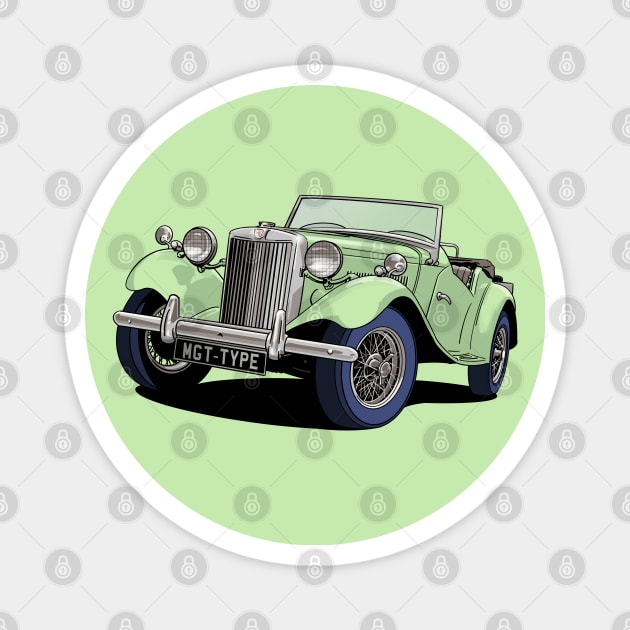 MG T-Type British Classic Car in light green Magnet by Webazoot